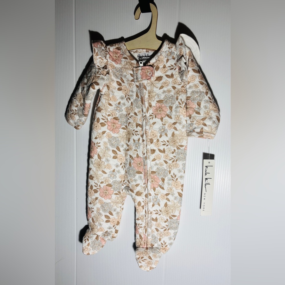 Nicole Miller Pink and Cream Floral Kids Footie
